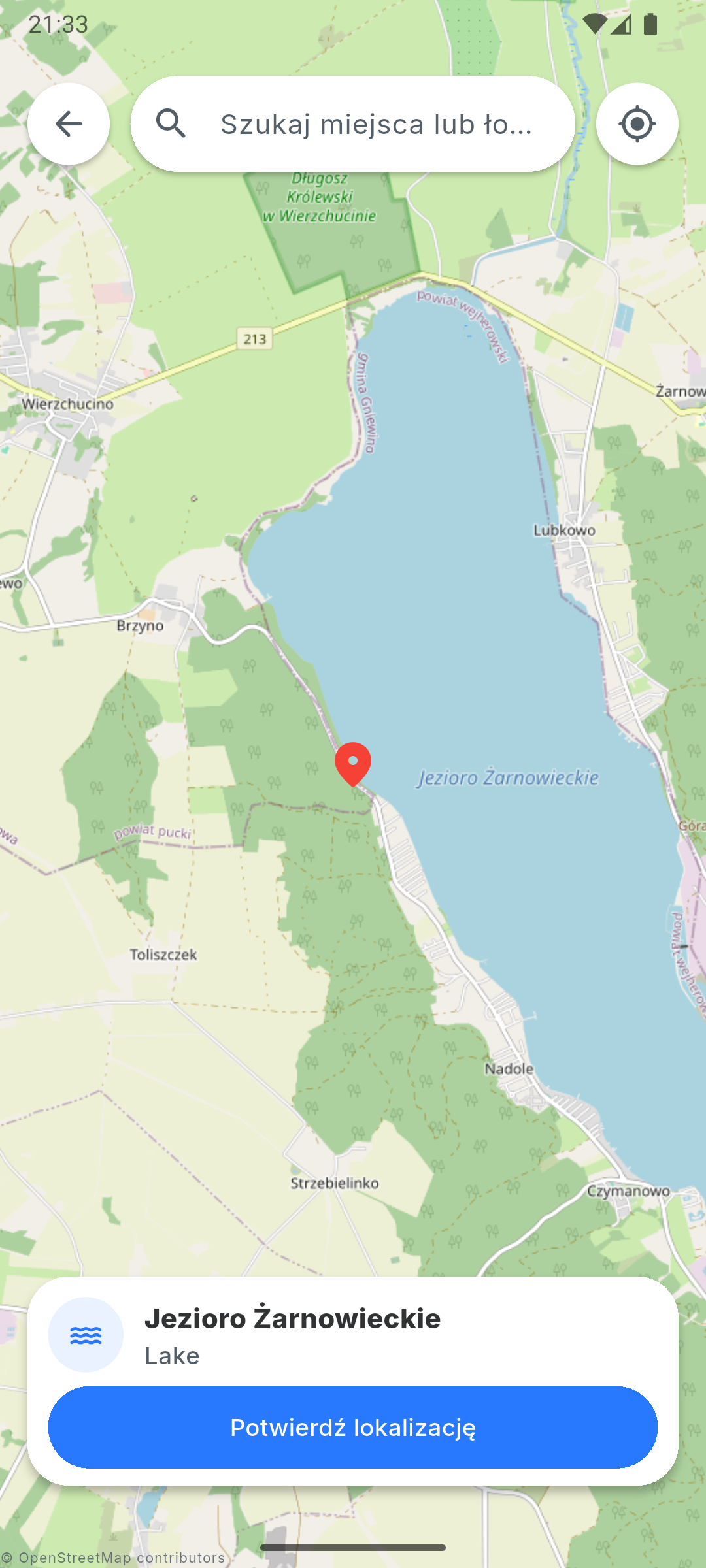 Mapa wyboru Jeziora Żarnowieckiego w BiteRadar